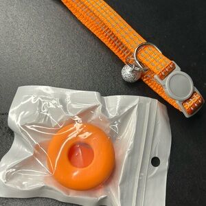 Orange Cat Collar with Orange air tag holder